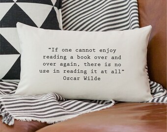 Oscar Wilde Book Quote Pillow Cover with optional Insert, Book lover pillow, gift for book reader