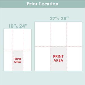 May include: Diagram showing the printable area of two different sized prints. The smaller print is 16 inches by 24 inches. The larger print is 27 inches by 28 inches.