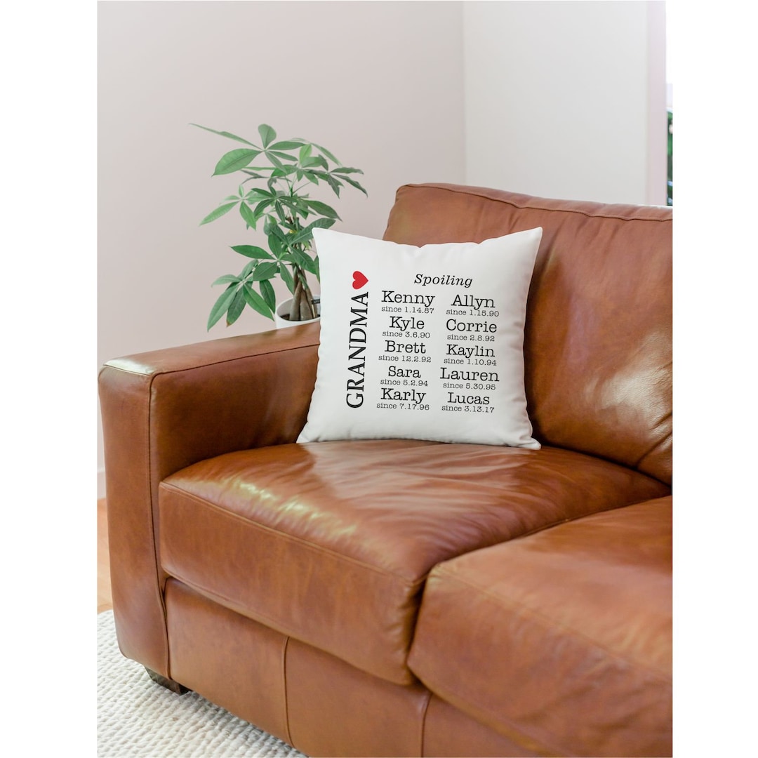 Personalized Grandma Pillow Cover With Optional Insert, Grand Kids