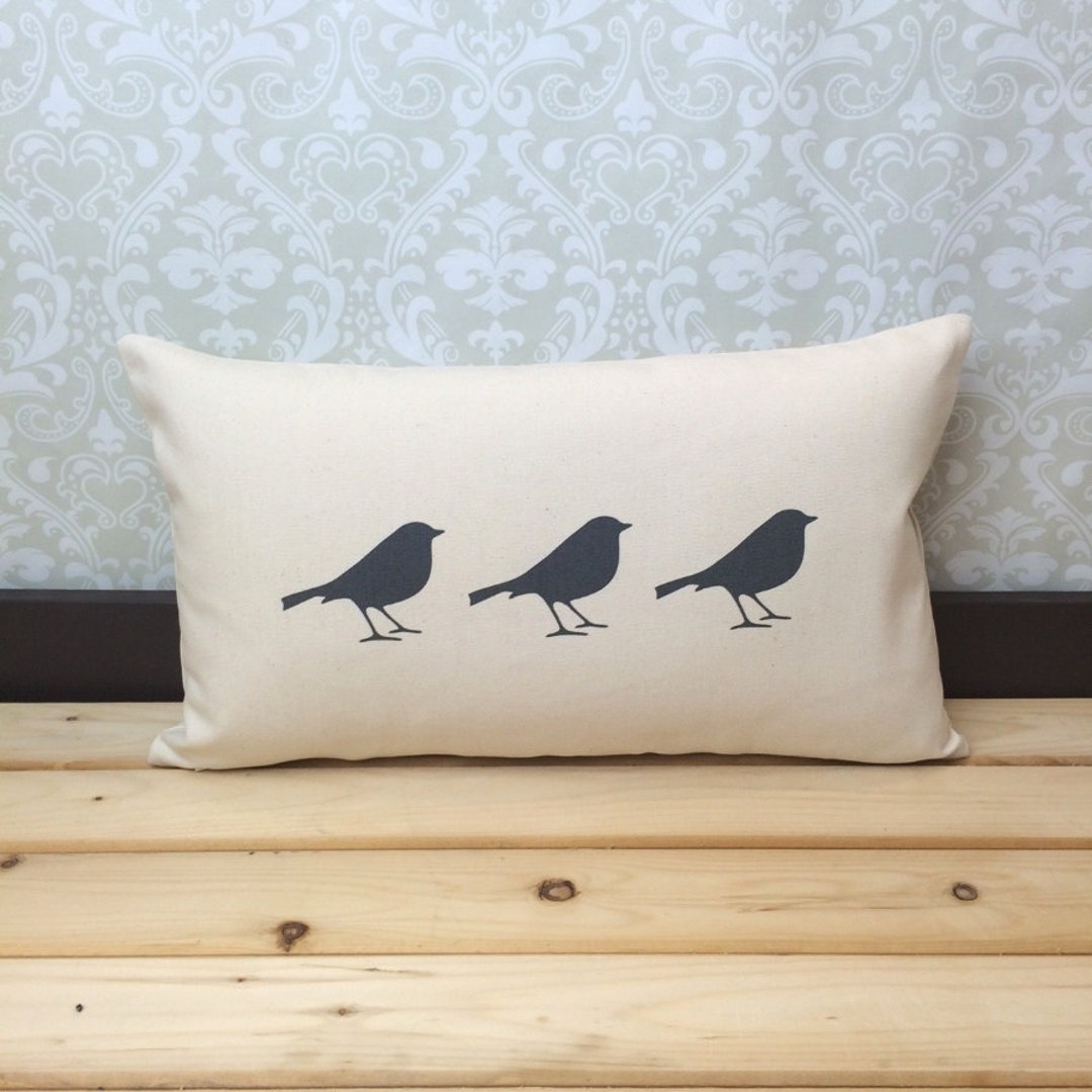 Bird Pillow Cover Decorative Throw Pillow Black Bird Pillow Etsy