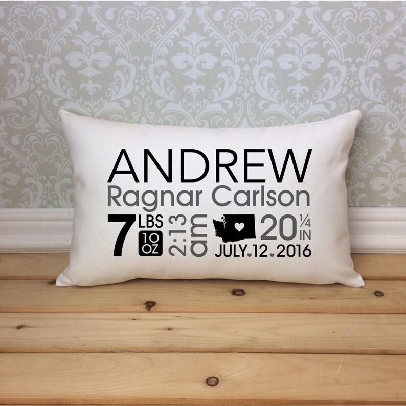 Baby Birth Pillow Nursery Keepsake Lumbar Pillow Oblong Etsy