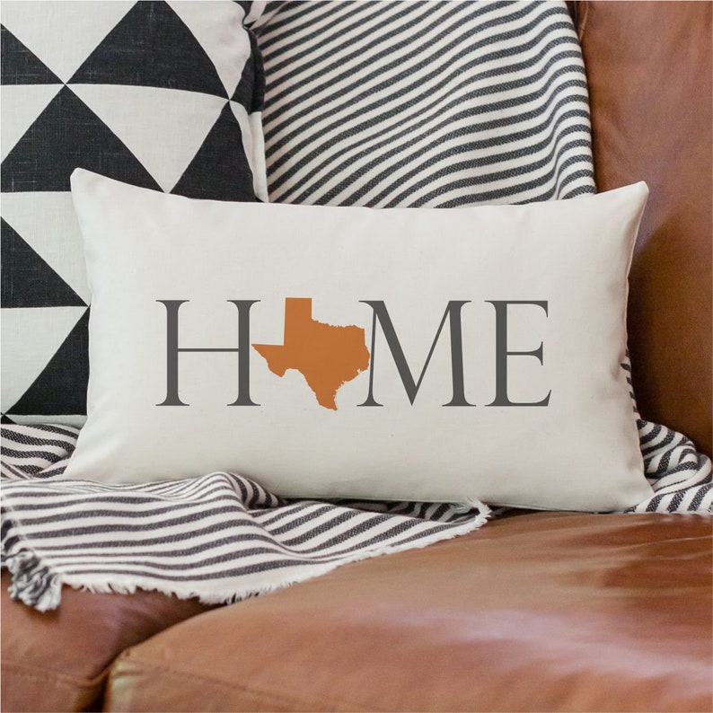 Texas Home State Lumbar Pillow Cover with optional pillow insert image 1