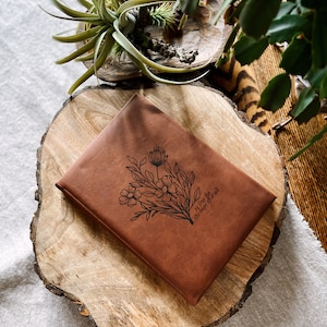Personalized Vegan Leather Journal / Floral Notebook / Keepsake Journal