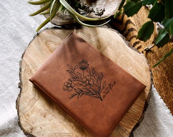 Personalized Vegan Leather Journal / Floral Notebook / Keepsake Journal