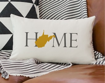 West Virginia Home State Lumbar Pillow Cover with optional pillow insert