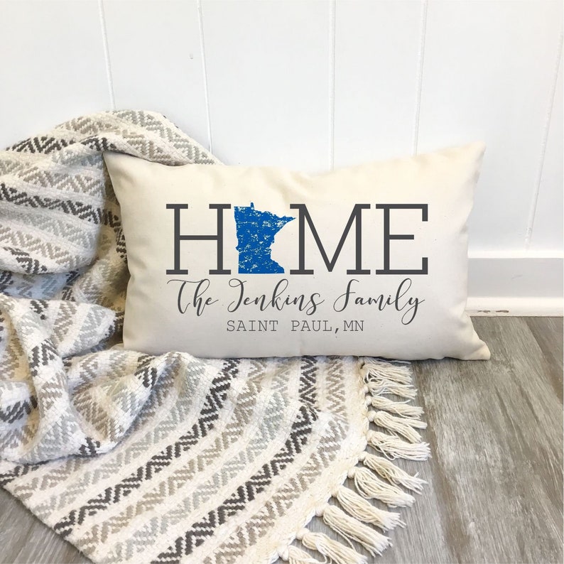 Custom Family Pillow Minnesota Home State Pillow Oblong Etsy
