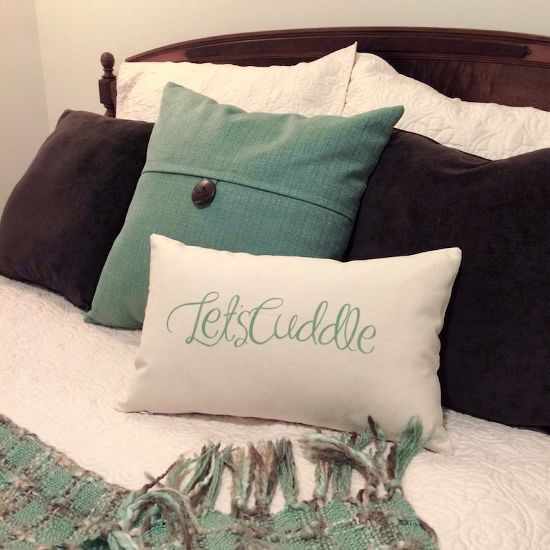 Lets Cuddle Pillow Romantic Pillow Cover Oblong Pillow Etsy