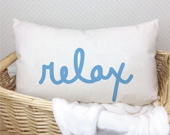 Relax Pillow Cover plus optional insert, Lumbar pillow with text