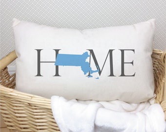 Massachusetts Home State Lumbar Pillow Cover with optional pillow insert