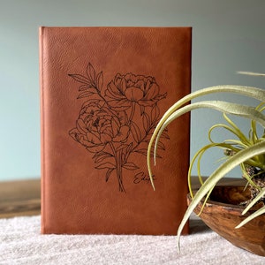 Personalized Vegan Leather Journal / Floral Notebook / Keepsake Journal image 6