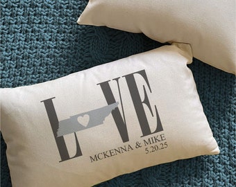 Tennessee Pillow Personalized Gift for Couple, Personalized Gift for Groom from Bride, Personalized Wedding Gift for Husband Lumbar Pillow