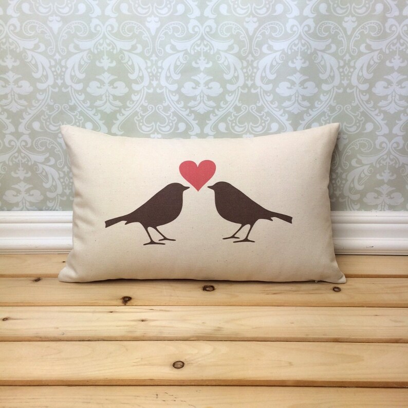Love Birds Pillow Valentines Pillow Bird Silhouette Etsy