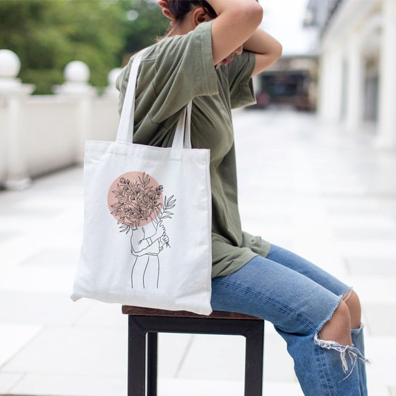 Canvas Beach Tote Flower X1 Botanical & Shopping Bags