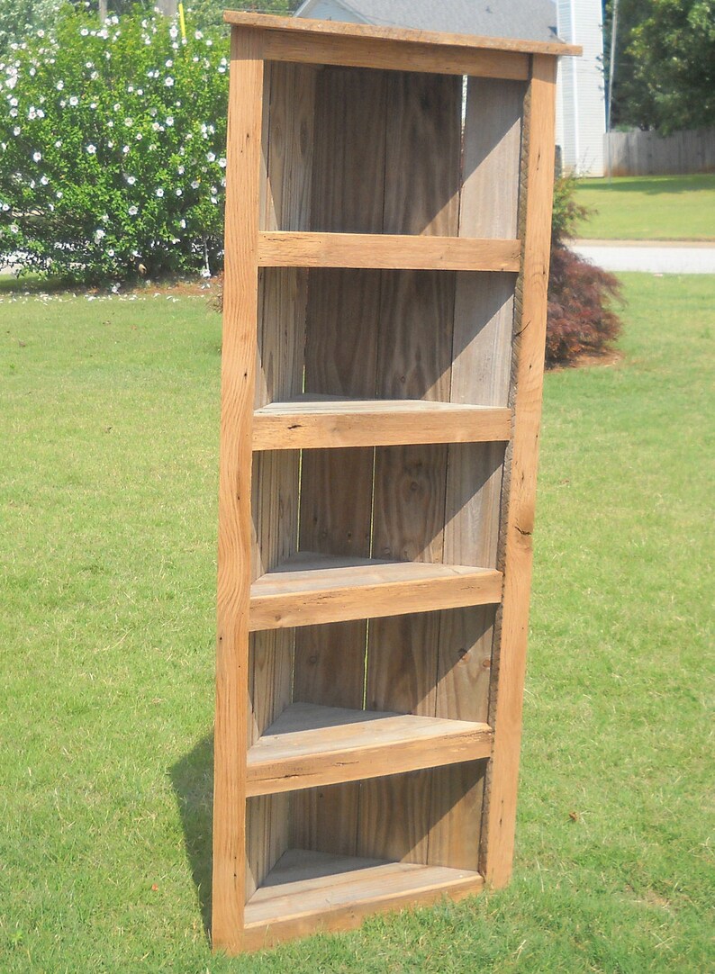 Rustic Bookcase reclaimed wood Corner Bookcase Corner Etsy
