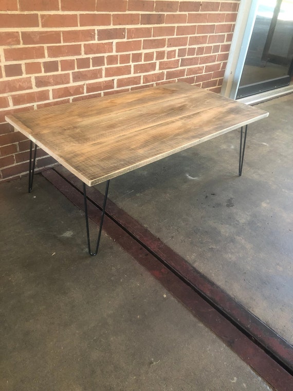 Reclaimed Wood Coffee Table Red Oak Hairpin Leg Coffee Tablr Etsy