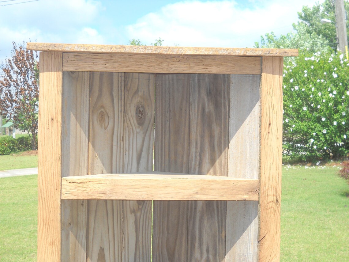 Rustic Bookcase Reclaimed Wood Corner Bookcase Corner Etsy