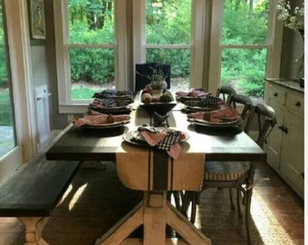 Farmhouse table, Reclaimed wood table, dinning table, tressell style table, barn wood table