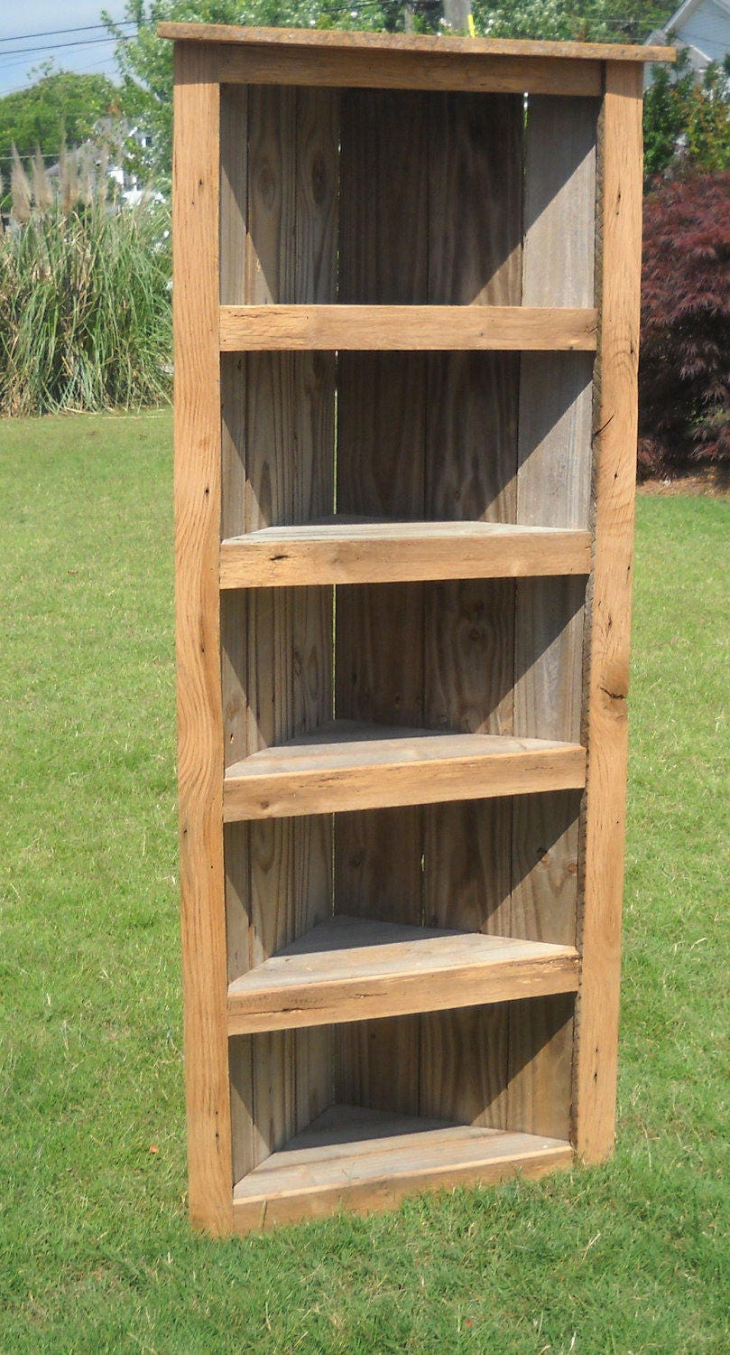 Reclaimed wood corner bookcase deals