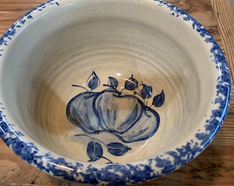 Vintage Pottery Bowl,  Casey Pottery bowl, Pottery bow with apple design, Vintage Casey Pottery
