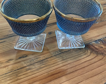 Blue desert dish, Blue glass, Blue glass Cup, Desert dish