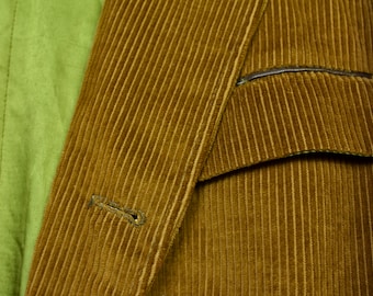 RARE Vintage 60's Brown Corduroy Sack Sport Coat 46 L USA Made 3/2 Roll Ivy League Prep Trad