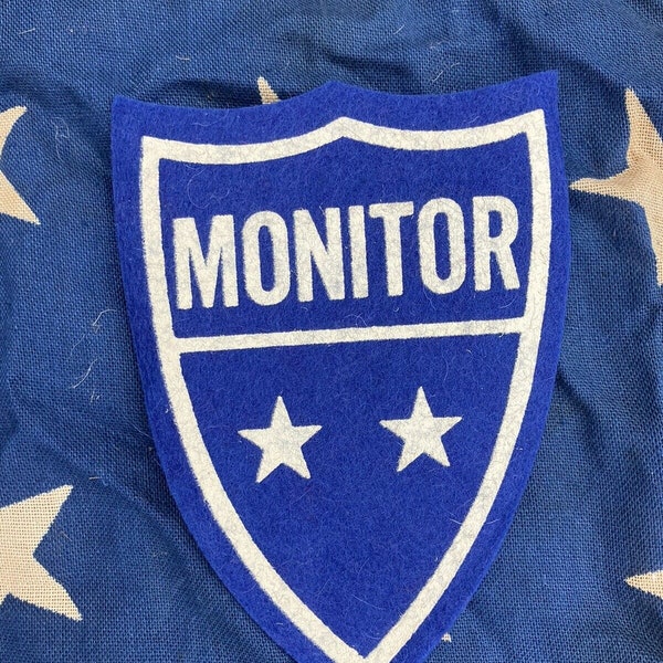 Vintage 50's 60's Blue Felt Hall MONITOR Stars Patch Rockabilly Rock n Roll Greaser Retro UNUSED NEW Usa