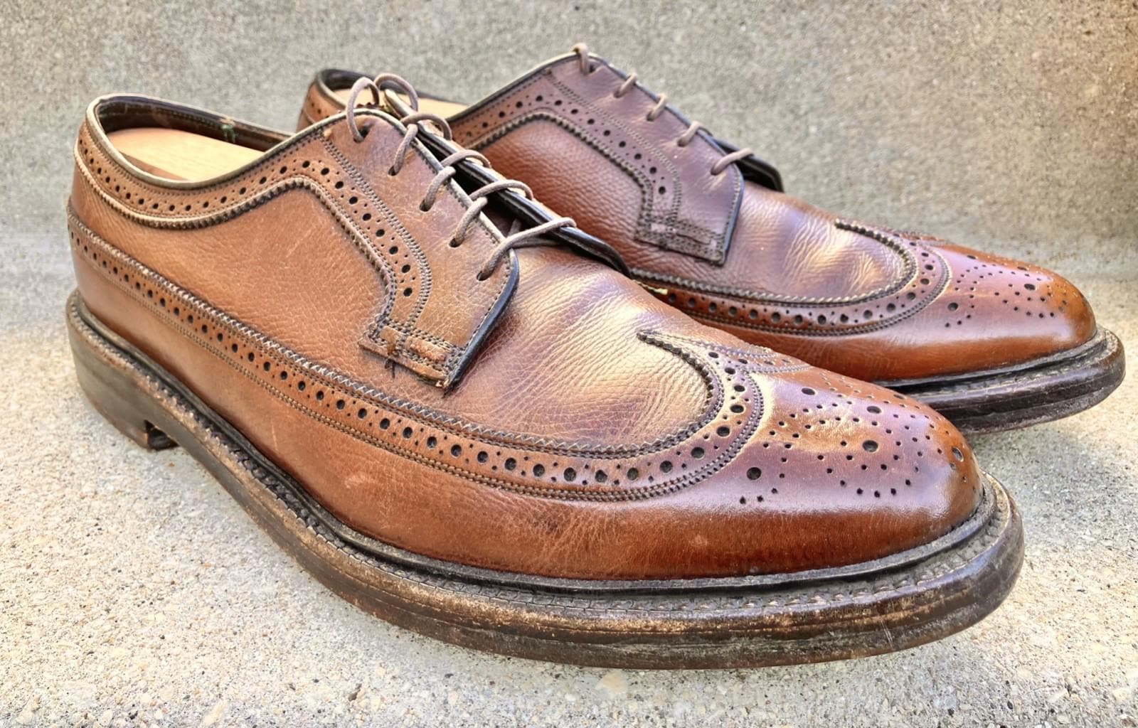 Vtg 80s Executive Imperials Brown Wingtip Derby Shoes Size 10.5 3E Made In USA Florsheim Brown Wingtip Dress Shoes for Men | eBay main image 2