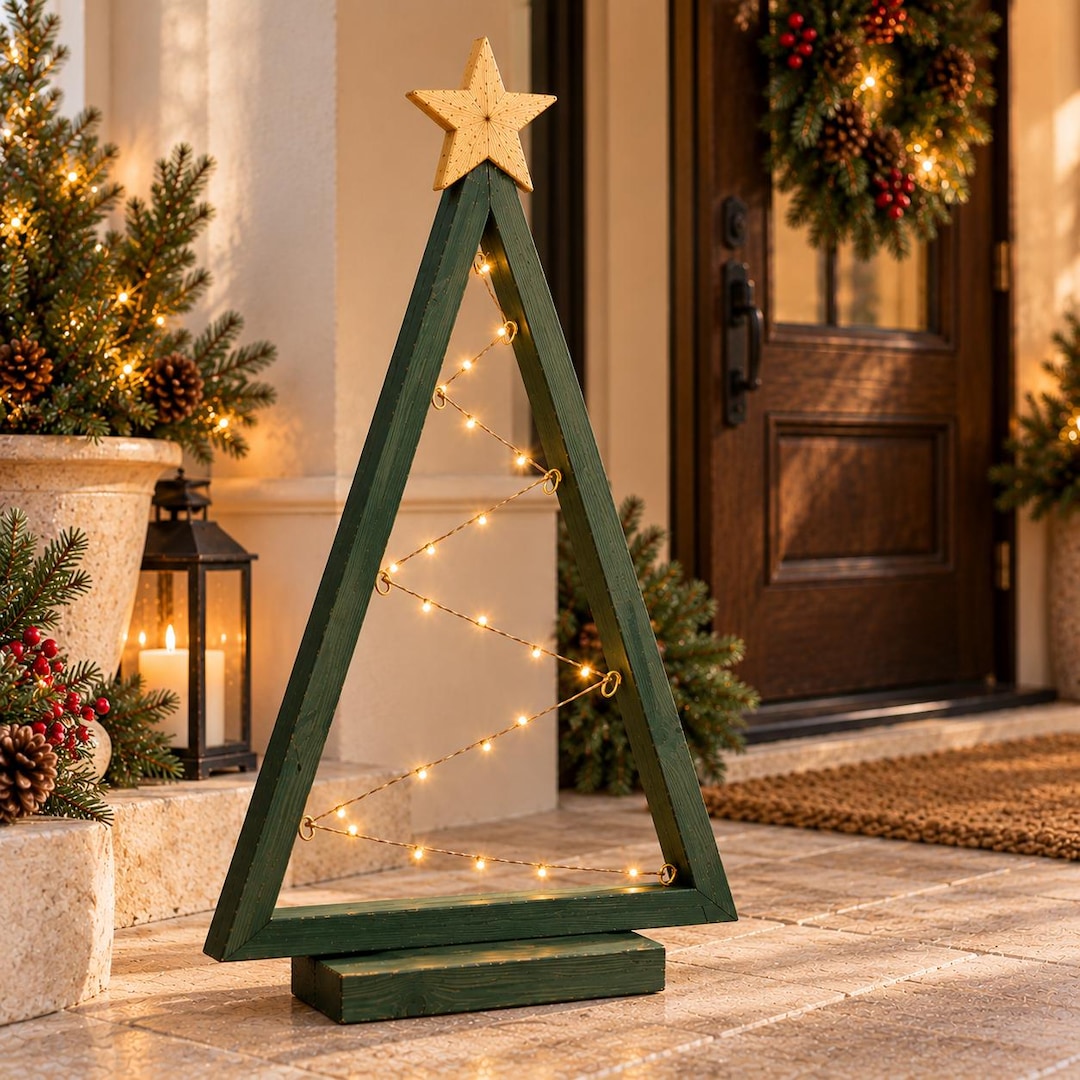 Rustic Triangle Frame Tree Plans PDF, DIY Wooden Christmas Decor With ...