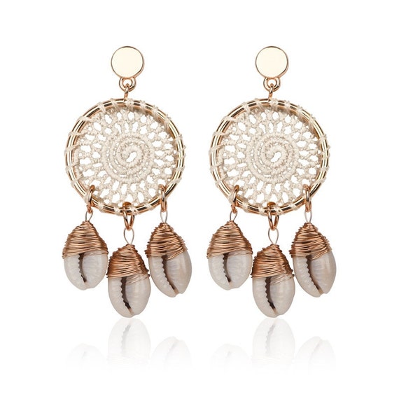 Long Sea Shell Statement Drop Dangles Earrings fo… - image 4