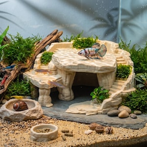 Sandstone Hide With Platform – 3D Printed Reptile & Aquarium Decor