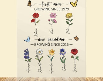 Unique Mothers Day Gift Plaque, Personalized Grandkid and Kids Name Stand, Gift for Her, Grandma Gift, First Mom Now Grandma Acrylic Display