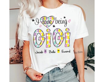 Personalized This Gigi Belongs To Easter T-Shirt, Custom Grandma Easter Shirt, Mom Nana Easter's Day Shirt, Custom Kids Name Shirt