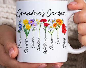 Custom Grandma's Garden Flower Vase, Custom Grandkid Name Flower Vase, Mother's Day Gift, Grandma Gift, Grandma Flower Vase, Wildflower Gift