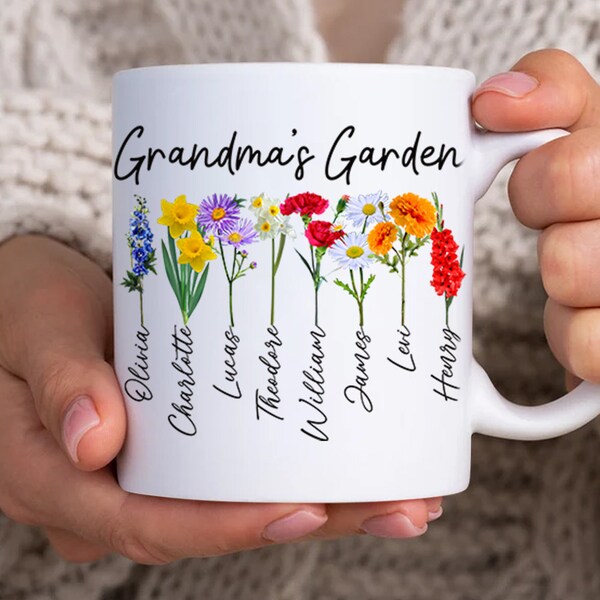 Custom Grandma's Garden Flower Vase, Custom Grandkid Name Flower Vase, Mother's Day Gift, Grandma Gift, Grandma Flower Vase, Wildflower Gift