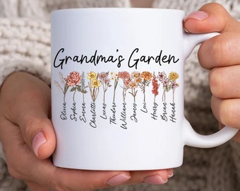 Custom Grandma's Garden Flower Vase, Custom Grandkid Name Flower Vase, Mother's Day Gift, Grandma Gift, Grandma Flower Vase, Wildflower Gift