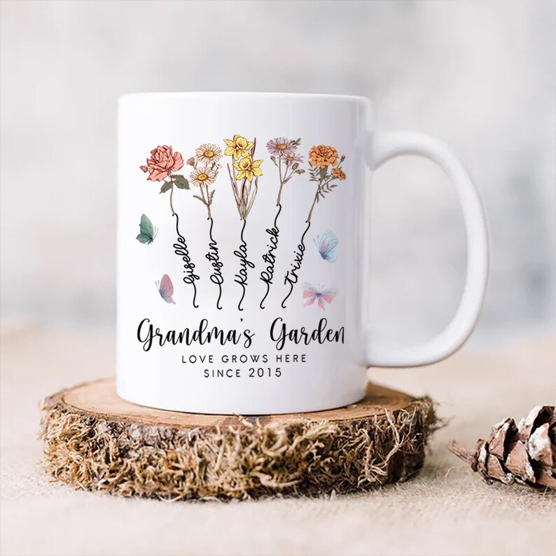 Custom Grandma's Garden Flower Vase, Custom Grandkid Name Flower Vase, Mother's Day Gift, Grandma Gift, Grandma Flower Vase, Wildflower Gift image 3