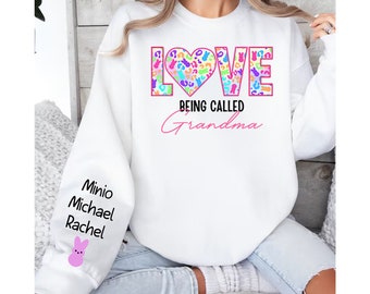 Personalized Love Being Called Grandma Easter T-Shirt, Custom Grandma Easter Shirt,Mom Nana Easter's Day Shirt,Custom Kids Name Shirt