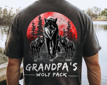 Custom Grandpa's Wolf Pack Shirt With Grandkids Names, Custom Grandpa Shirt, Grandpa Shirts, Papa Tshirt, Best Grandpa Ever Shirt, Cool Dad2