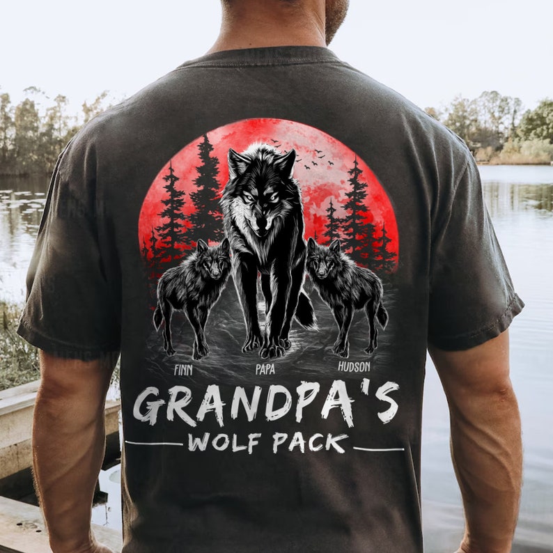 Custom Grandpa's Wolf Pack Shirt With Grandkids Names, Custom Grandpa ...