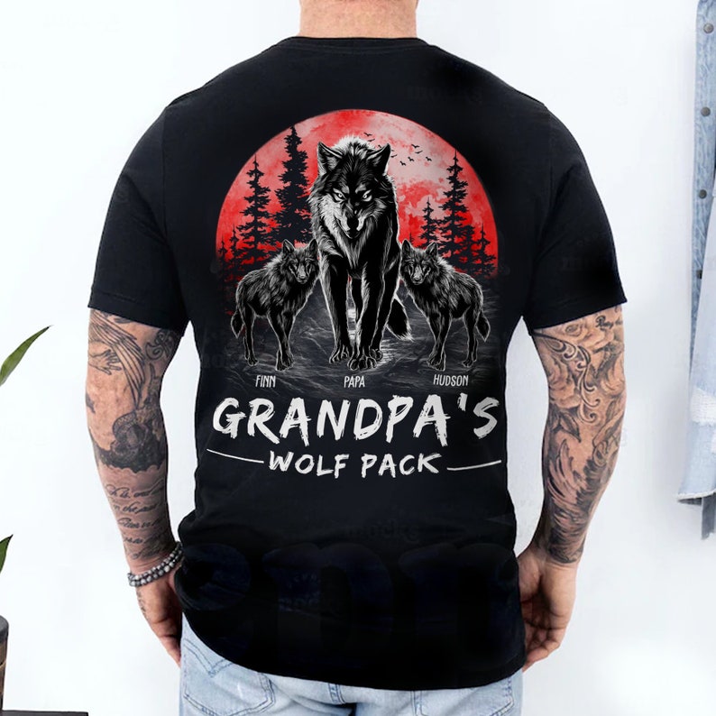 Custom Grandpa's Wolf Pack Shirt With Grandkids Names, Custom Grandpa ...