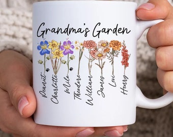 Custom Nana's Garden FlowerMug, Custom Grandkid Name Nana Flower Mug, Mother's Day Gift, Grandma Gift, Grandma Flower Mug, Nana Gift