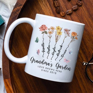 Custom Grandma's Garden Flower Vase, Custom Grandkid Name Flower Vase, Mother's Day Gift, Grandma Gift, Grandma Flower Vase, Wildflower Gift image 4
