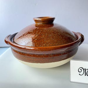 Old-IGA Ware Japanese DONABE Earthen Clay Pot AME Blown Glazed Pottery Cookware Gift Casserole Bowl Unique Kitchenware Handcraft