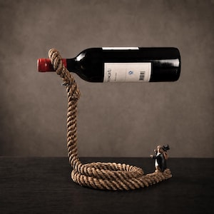 Rope Mouse vinflaskhållare, nyckfull bardekor, flytande vinställ