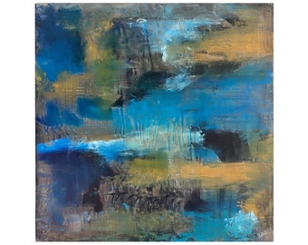 Tidal - Abstract Encaustic Art - Beeswax Mixed-Media Painting - Expressionist Style Painting by Rachel Rivas-Plata