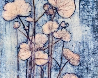 Botanical Lunaria Print | Encaustic Beeswax Enhanced Wood Art (5x7 or 9x12)