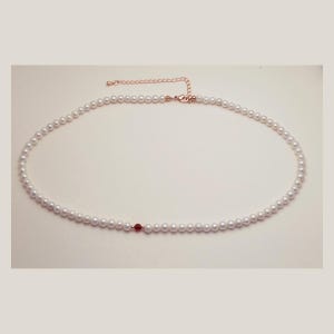 Süßwasserperlenkette mit rotem Kristall, verstellbar 40–45 cm Bild 1