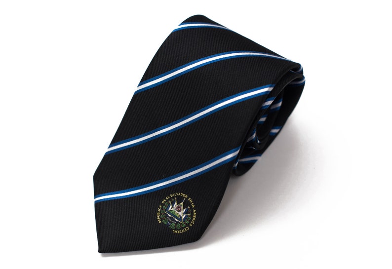 Stropdas El Salvador - 3,25" - geïnspireerd op de vlag van El Salvador - stropdas El Salvador - Missionaris LDS - NIET gepersonaliseerd afbeelding 1