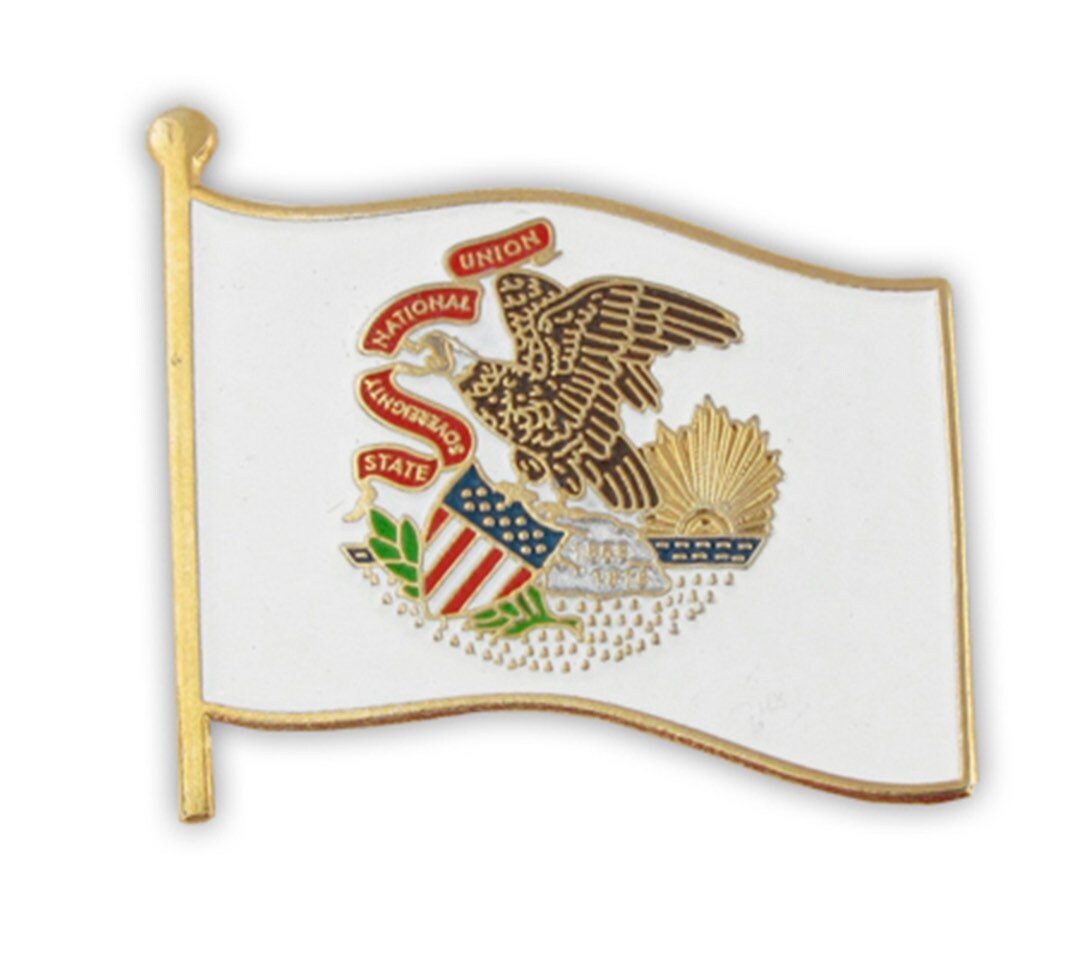 Illinois IL Flag State Pin Lapel Tie Necktie Tack LDS Missionary Statesman Ties