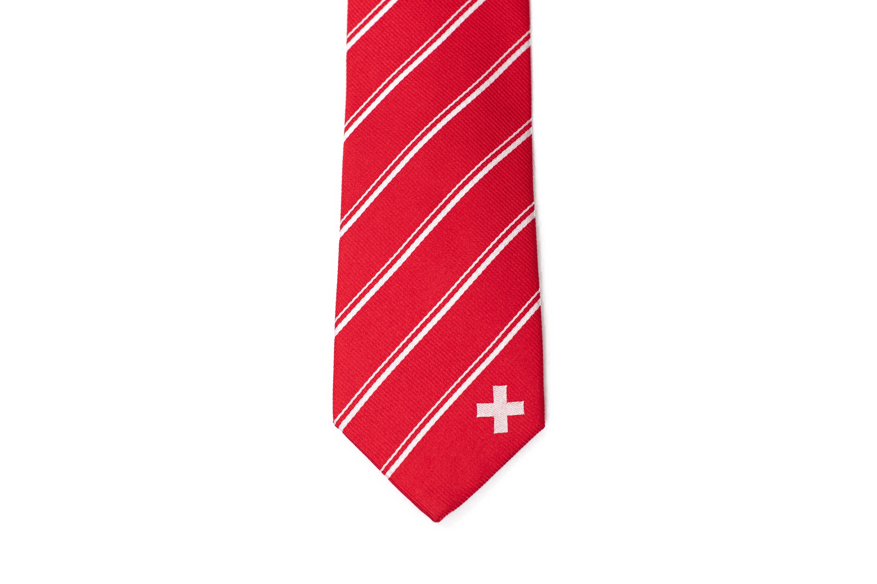 Cravate Homme Imprimé Drapeau Suisse - Polyester, 142-145cm - Élégante Pour Mariage, Bureau, Fête